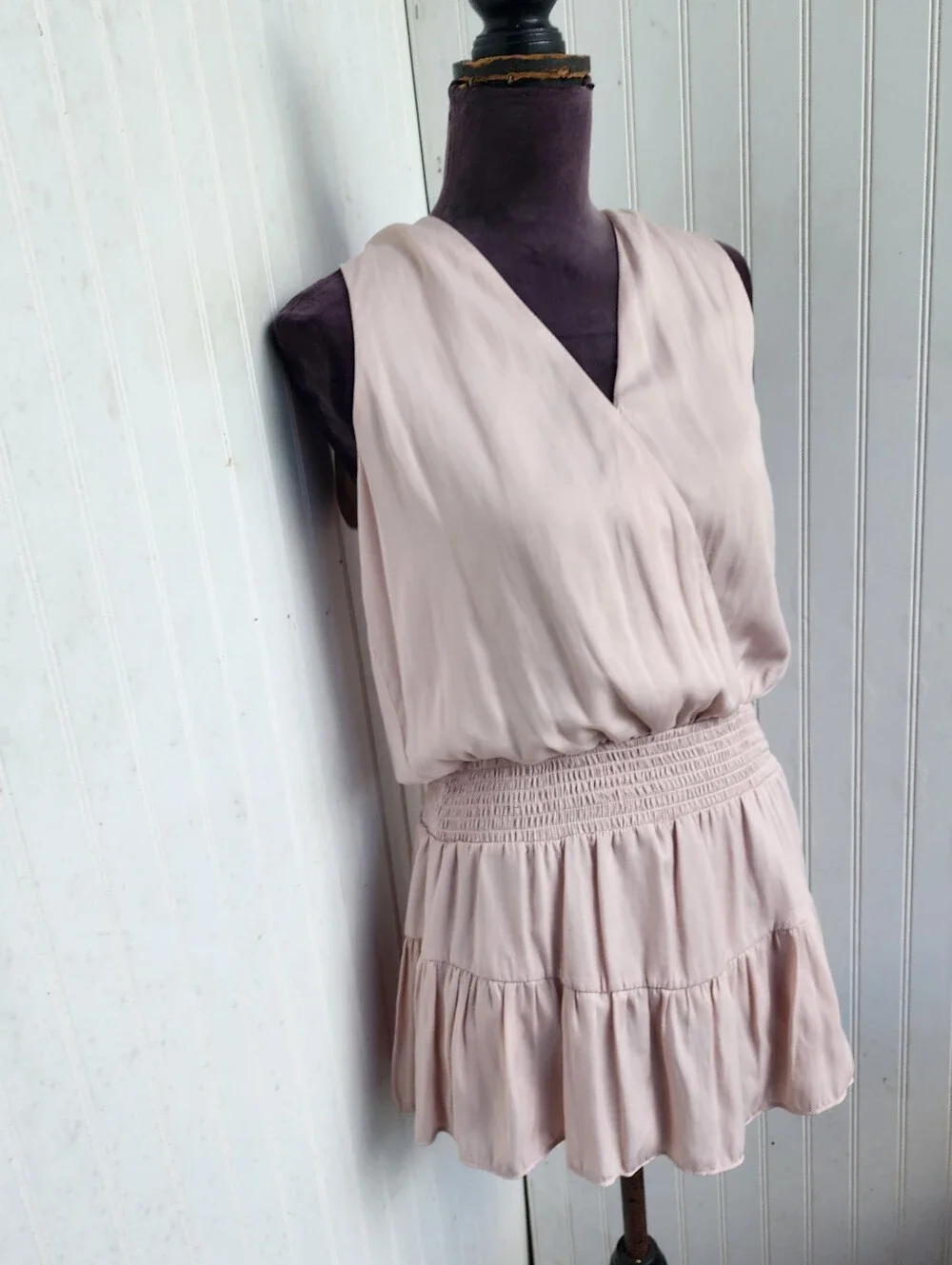 Mustard Seed Blush Pink Smocked Waist Tiered Ruffle Mini Dress S14934 Small